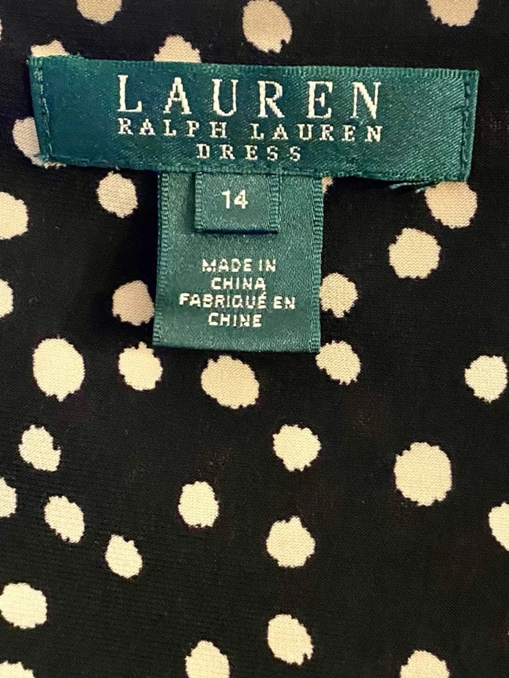 Lauren Ralph Lauren Black and White Polka Dot Midi Dress - Size 14 - EUC! - Picture 5 of 5